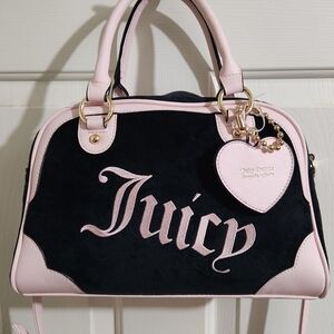 Juicy Couture Black and Pink Bowler Bag NWOT